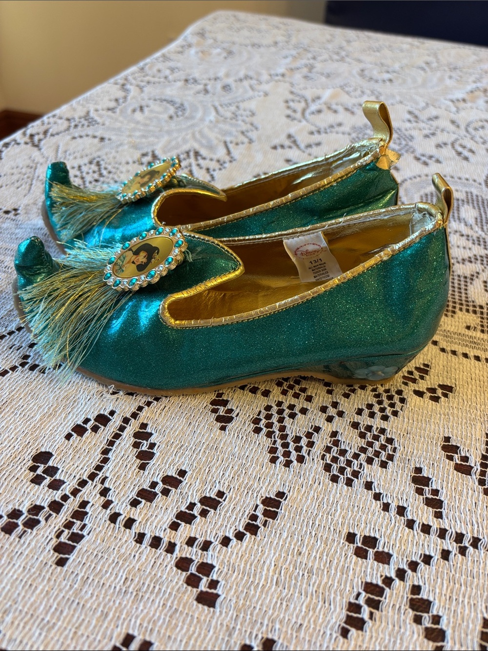 Disney Teal Glitter Jasmine Portrait Slip-On Flats - Picture 3 of 7